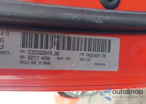 2019 Dodge Challenger Sxt Awd z USA, uszkodzony, nr VIN 2C3CDZGG3KH708996